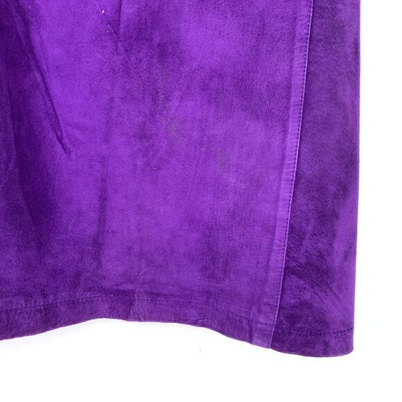 Adrian Jordan Suede Leather Skirt Womens Plus Sz 3X Purple Knee Length Straight - Picture 4 of 6
